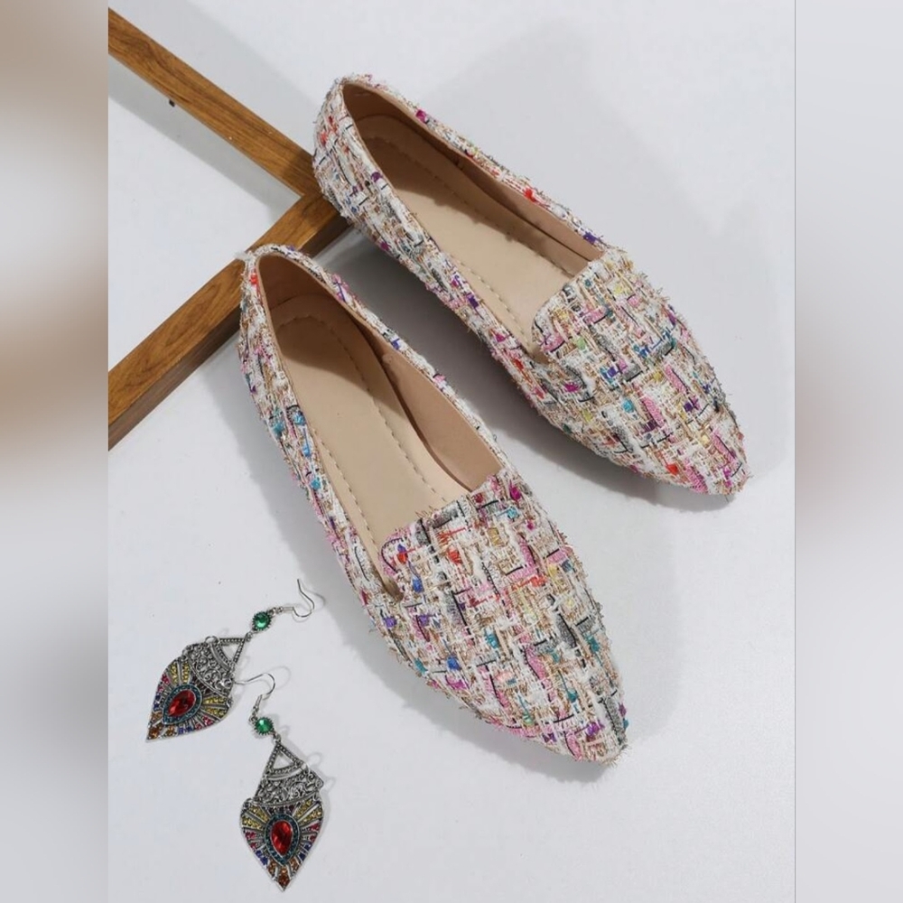 Women's Tweed Multicolor Loafers - Picture 4 of 16